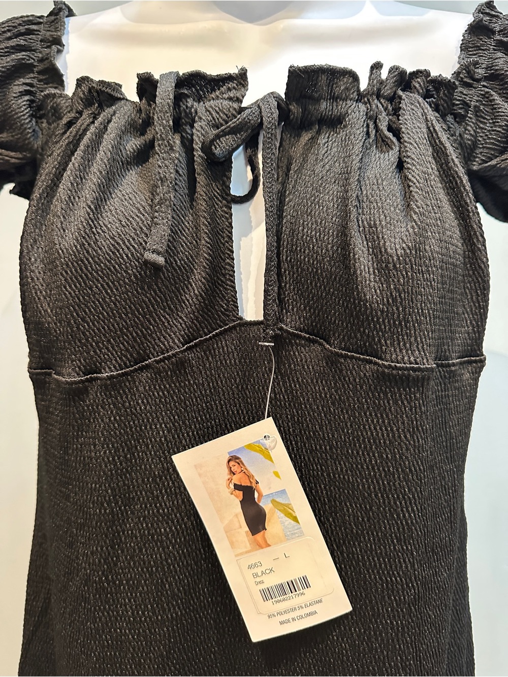 Mapale Black Off-Shoulder Dress Large New with Tags - Picture 4 of 13